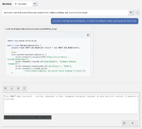 SHAFT IntelliJ Assistant showing agentic project guidance inside the IDE.